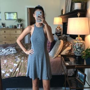 Ribbed grey short dress
